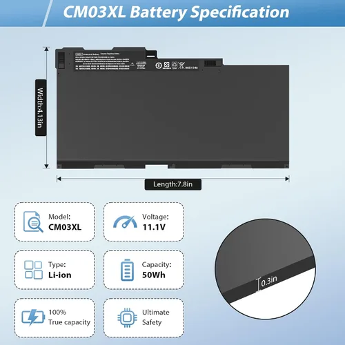 Miniatura 2 de CM03 CM03XL Reemplazo de batería para HP EliteBook 840 845 850 855 740 745 750 755 G1 G2 Series Notebook ZBook 14 15u G2 CO06 CO06XL Batería
