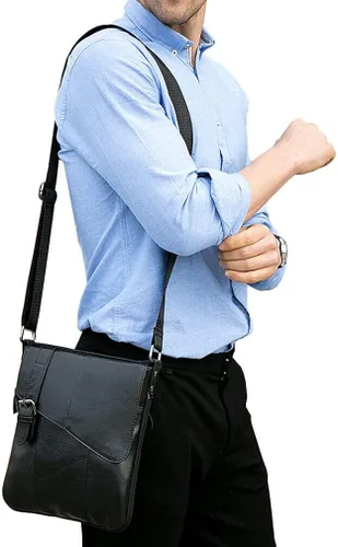 Miniatura 7 de Bolso de hombro pequeño de cuero para hombres y mujeres para viajes al aire libre negocios
