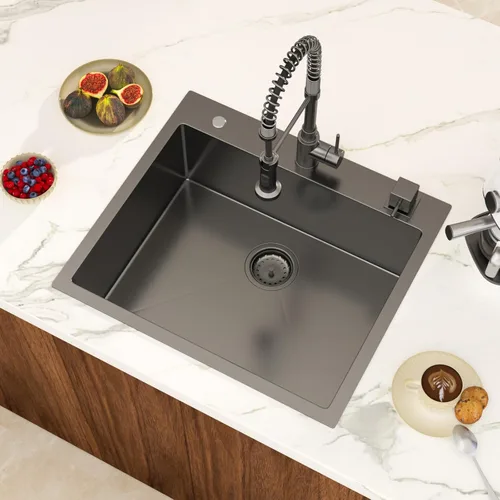 Miniatura 22 de Black Bar Sink Drop in 13x15 Inch Topmount Single Bowl Kitchen Sink Handmade T304 Stainless Steel Wet Bar Sink Outdoor RV Handmade Small Prep Sink
