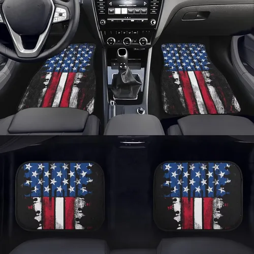 Miniatura 2 de Amzbeauty Tapetes de suelo de bandera estadounidense para autos, tapetes delanteros y traseros resistentes con respaldo de goma, almohadillas