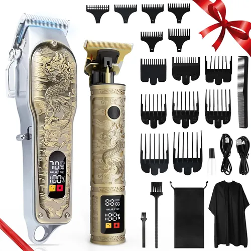 Juego de cortapelos y recortadoras profesionales para hombres, cortapelos eléctricos inalámbricos recargables para cortar el cabello, cortadora de