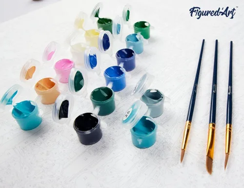 Miniatura 6 de Figured'Art Pintura por números para adultos Desayuno en un pueblo mediterráneo 16"x20" - Kit de pintura de arte artesanal lienzo enrollado sin marco
