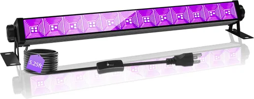 Miniatura 8 de 2 barras de luz LED negras de 100 W, luz negra impermeable IP66 con interruptor de cable de 6 pies, luces negras para fiesta de neón brillante