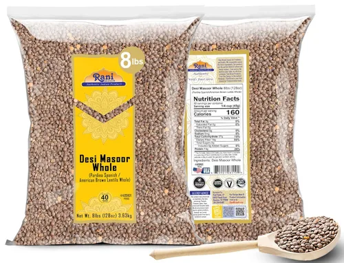 Miniatura 2 de Rani Desi Masoor (Masur) Entero 128oz (8lbs) 3.63kg (aka. Pardina Lentejas marrones españolas/americanas enteras) a granel ~ Todo natural Vegano