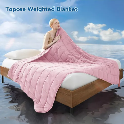 Miniatura 2 de Topcee - Manta con peso para adultos (15 libras, 48 x 72 pulgadas), manta de enfriamiento pesada de tamaño individual, suave y transpirable