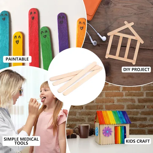 Miniatura 4 de 1200 palitos de madera para manualidades, palitos de helado de madera natural de 4.5 pulgadas de largo para manualidades de bricolaje de madera