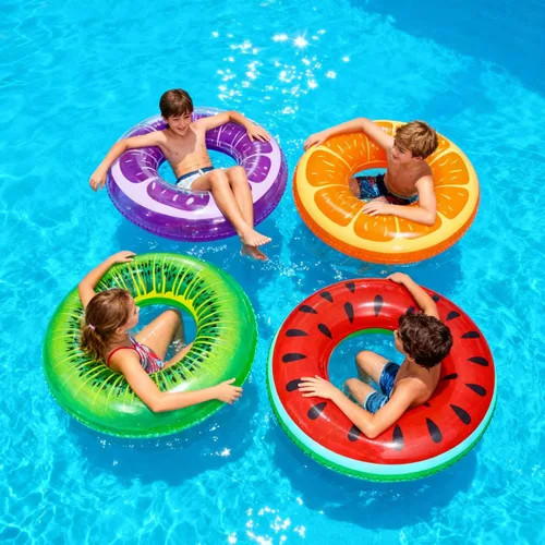 Miniatura 2 de FindUWill Paquete de 6 flotadores de piscina para niños, anillos de natación para piscina (paquete de 4) – 4 flotadores grandes inflables para playa
