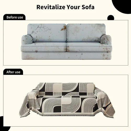 Miniatura 6 de WEYOND Funda de Sofá Bohemia Lavable, Fundas de Sofá de Chenilla para Sofá de 3 Cojines Apto para Mascotas, Fundas de Sofá Bohemias para Sofá
