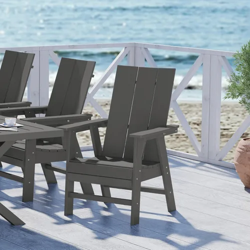 Miniatura 11 de WestinTrends Malibu Outdoor Patio HDPE Adirondack Silla de comedor para patio, color negro