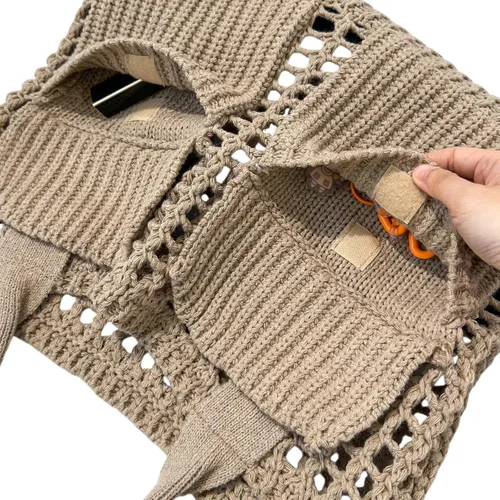 Miniatura 29 de ENBEI Bolsa de playa para mujer, diseño hueco de punto de ganchillo, elegante para la playa, viajes y uso diario