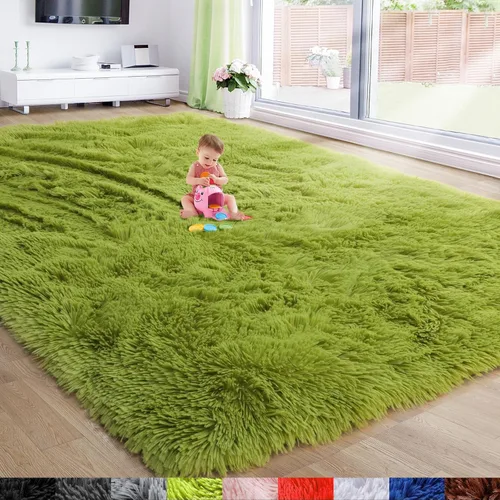 Miniatura 42 de Alfombras moradas para dormitorio de niñas, alfombra de 5 x 8 pies, alfombra peluda esponjosa para sala de estar, alfombras peludas gruesas