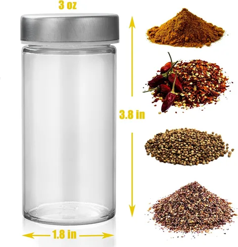 Miniatura 2 de Tianifa 6 piezas de tarros para especias de vidrio/botellas para estante giratorio de especias - 3 onzas recipientes redondos vacíos con tapas