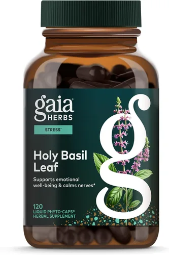 Miniatura 10 de Gaia Herbs Hoja de albahaca sagrada - Tradicionalmente utilizada para apoyar la respuesta al estrés - Hierba ayurvédica adaptogénica* - 60