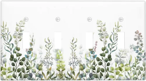 Miniatura 83 de Hojas de eucalipto, vegetación, flores de vid, sencillez, cubiertas decorativas de salida de 1 pandilla, placa de pared para interruptor de luz