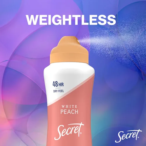 Miniatura 4 de SECRET - Desodorante antitranspirante en aerosol para mujeres, 48 horas de protección sin peso contra el sudor y el olor, suave para la piel, aroma