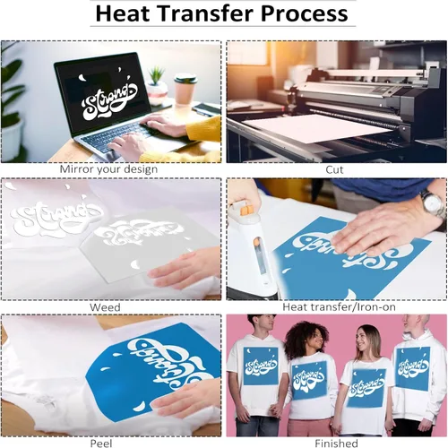 Miniatura 4 de Vinilo de transferencia de calor blanco Vinilo adhesivo blanco de 12"x 50 pies Rollo de vinilo HTV blanco para camiseta, Vinilo HTV de transferencia
