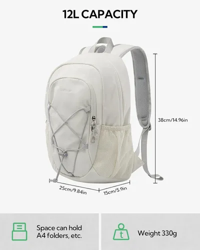 Miniatura 2 de WATERFLY Mochila de Senderismo Pequeña de 12L: Mochila de Día Ligera Bolsa de Viaje Camping Fitness Ciclismo Deportes al Aire Libre Mochila Diaria