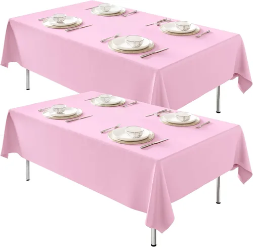 Miniatura 57 de Fixwal Paquete de 2 manteles rectangulares negros de 60 x 102 pulgadas, reutilizables, resistentes, lavables, para mesas de 6 pies, bodas, fiestas