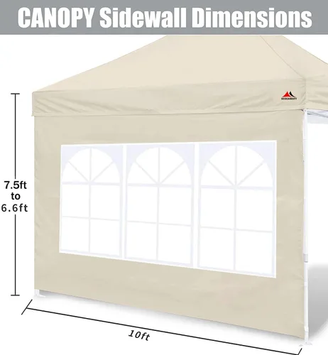 Miniatura 2 de Scocanopy Pared lateral con ventana para estructura de toldo de 10 x 10 pies, 2 paquetes solo de pared solar, beige Turquesa