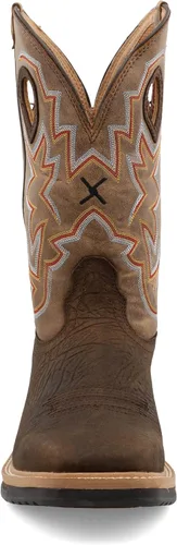 Miniatura 2 de Twisted X mens 12" Pull on Soft Toe Western Work Boot Taupe & Bomber