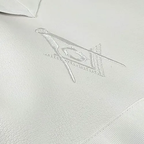 Miniatura 2 de Masonic Master Mason MASONIC REGALIA MM - Delantal de piel sintética, color blanco, 16 x 14 pulgadas, Blanco