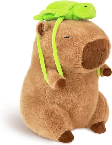 Capybara - Peluche de 11.8 pulgadas con mochila de tortuga, animales de peluche Capybara suaves, regalos para abrazar, almohada de muñeca Capybara