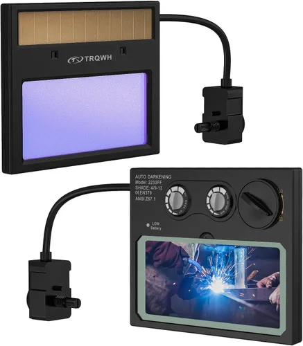 TRQWH Lente de soldadura de oscurecimiento automático HD de 4.33 x 3.54 pulgadas, filtro solar de color verdadero con 2 sensores de arco rango de