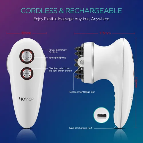 Miniatura 6 de VOYOR Masajeador eléctrico para celulitis, máquina de esculpir el cuerpo para brazos, vientre, piernas, cintura, glúteos, 3 fortalezas para limpieza