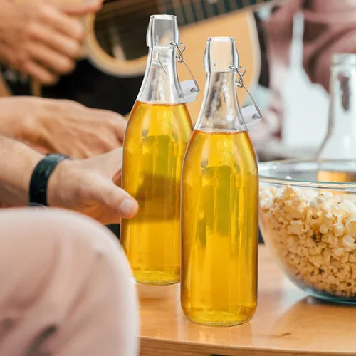 Miniatura 5 de Aoriher 12 botellas de vidrio con tapa oscilante de 25 onzas, botellas de vidrio de 25.4 fl oz con tapas blancas para elaboración casera, kombucha