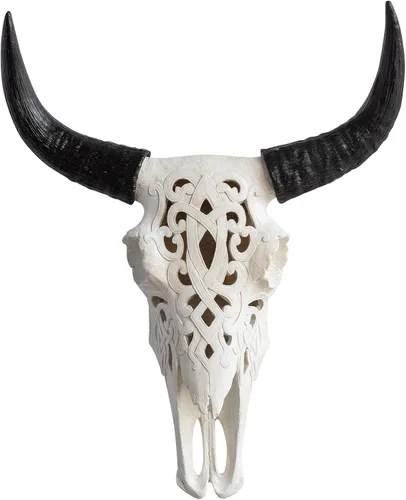 Near and Deer CBI00 - Soporte de pared de cráneo de vaca tallada (bison), realista, natural, 19 x 16 x 7