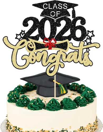 Miniatura 34 de 1 pieza de decoración de pastel de graduación 2023 con purpurina de felicitaciones 2023 para pastel de graduación 2023 temática de graduación