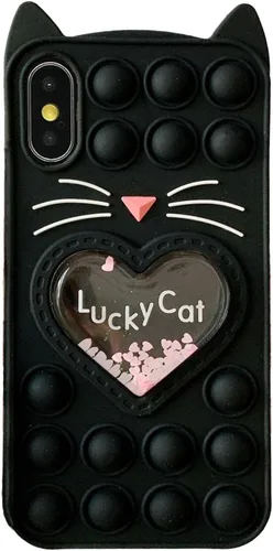 Miniatura 17 de Pop Case para iPhone 12/12 Pro, Funda de silicona con burbujas de gato negro afortunado de dibujos animados, brillo, estrellas, burbujas de arena