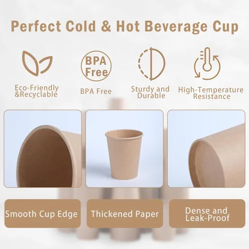 Miniatura 3 de Lamosi Tazas de papel desechables de 5 oz - 300 unidades, tazas de papel kraft para baño y enjuague bucal, tazas de café expreso de 5 onzas