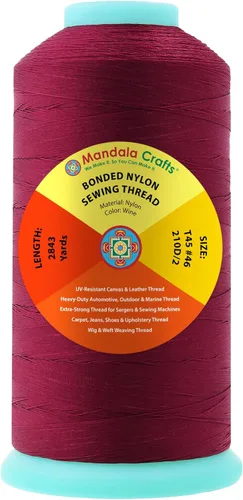 Miniatura 406 de Mandala Crafts - Hilo de nailon para coser cuero, tapicería, mezclilla y para trenzar el pelo; resistente, 1500 yardas, tamaño 69 T70 Marrón