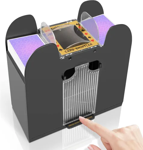 FEIERYA Automatic Card Shuffler 2/1/4/6 Deck,Battery-Operated Electric UNO Poker Shuffler,Playing Card Shuffler for Home Card Game,Travel