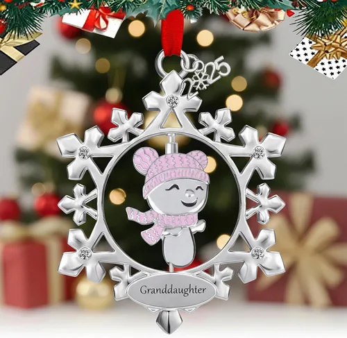 Miniatura 8 de Adorno personalizado para la primera Navidad del bebé 2025, decoración del árbol de Navidad, oso de peluche de metal con gorro de Navidad rojo