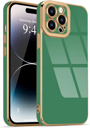 Miniatura 29 de Lafunda Diseñada para iPhone 13 Pro, fundas lujosas con chapado lindo para mujeres y niñas, elegante borde dorado, a prueba de golpes, TPU con funda