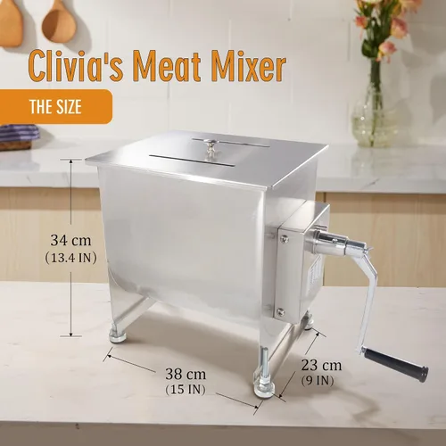 Miniatura 2 de CMI Mezcladores de carne manuales de acero inoxidable comercial con tapa, tanque fijo de 16 libras/10 L, (mezcla máxima de 15 libras para carne)