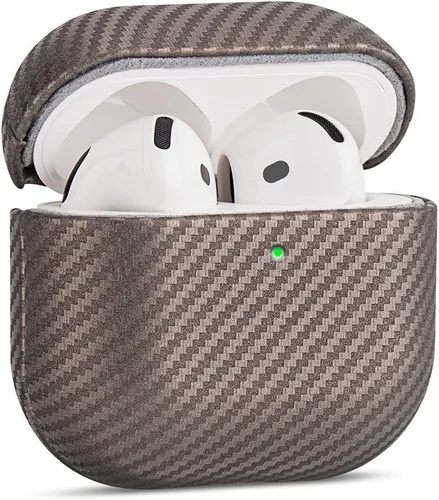 Miniatura 8 de Haobobro Funda de piel para AirPods Pro 2, piel seleccionada respetuosa con la piel, textura de fibra de carbono, hecha a mano, funda rígida Azul
