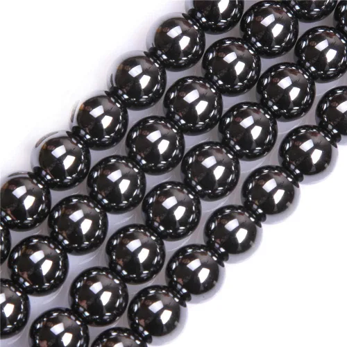 Miniatura 17 de GEM-Inside - Cuentas sueltas de hematita negra natural no magnética de 0.079 pulgadas, cuentas redondas de energía para fabricación de joyas, 15