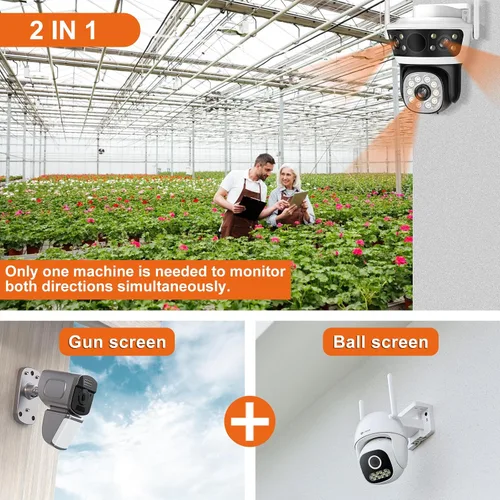 Miniatura 7 de Cámara de seguridad para exteriores 2.4G WiFi PTZ Cámara para exteriores de doble lente cámaras de seguridad para el hogar Vista de 360 ° 4MP Cable