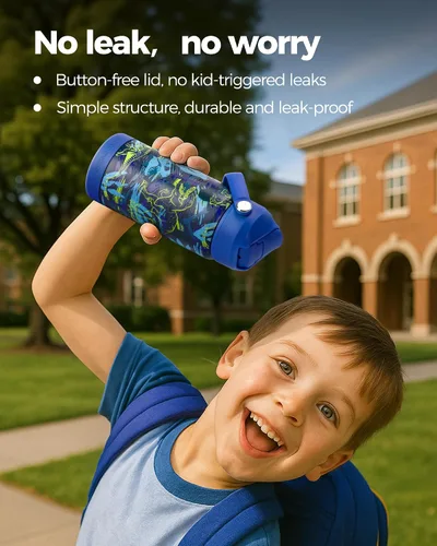 Miniatura 2 de Botella de Agua Choco Mocha para Niños para la Escuela, Botella de Agua Aislada para Niños de Acero Inoxidable para Niños, 14 Oz Camión Monstruo
