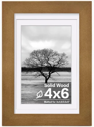 Miniatura 111 de Egofine - Portarretratos de 4 x 6 pulgadas, de madera maciza con plexiglás, para fotos de 3.5 x 5 con paspartú o de 4 x 6 sin paspartú, para colocar