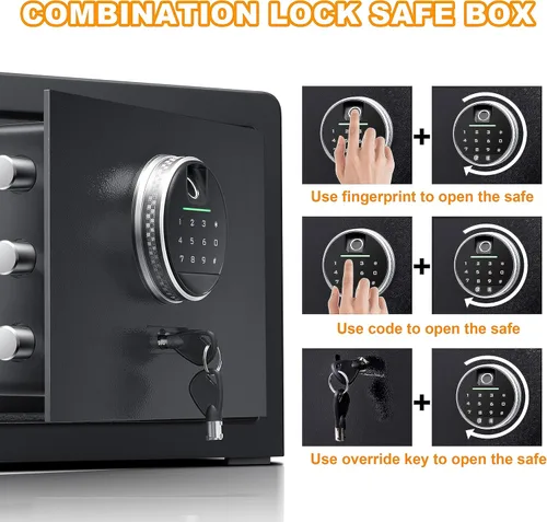 Miniatura 6 de Caja fuerte ignífuga para el hogar de 1.0 pies cúbicos con bolsa de documentos ignífuga, caja fuerte de seguridad digital con estante extraíble
