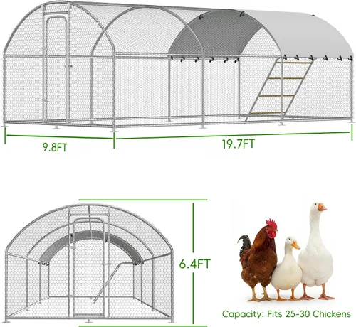 Miniatura 2 de Gallinero grande de metal con percha para posarse, gallinero con entrada para aves de corral, corral para patos y corral para pollos