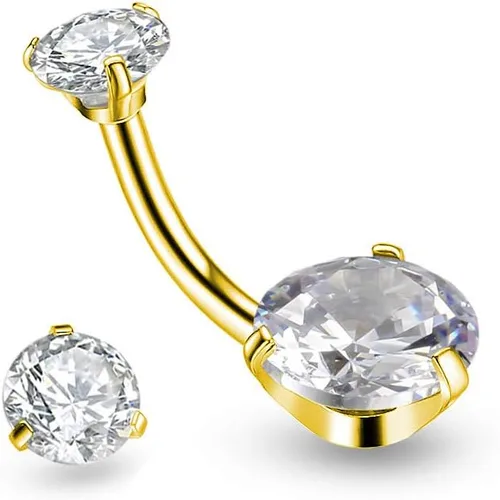 Miniatura 4 de Gnoliew Anillos de Ombligo Redondos de Circonita Cúbica, Piercing de Ombligo con Barra de Pesas