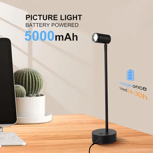 Miniatura 4 de ZitoStory Luces para Cuadros en la Pared, Luz de Imagen Operada por Pilas Recargable, Iluminación de Arte LED Negra para Pinturas Inalámbrica