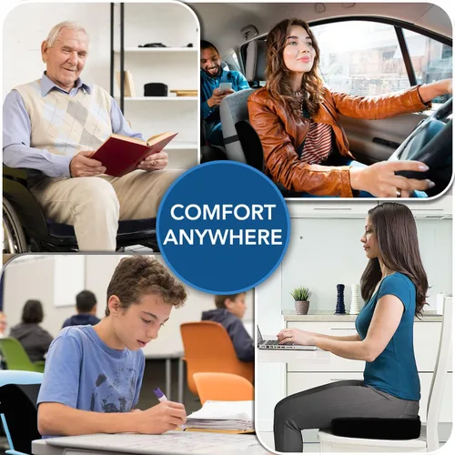 Miniatura 8 de QUTOOL Cojín ortopédico de asiento y almohada de apoyo lumbar para silla de oficina y coche, en espuma viscoelástica con funda lavable, cojín Cojín