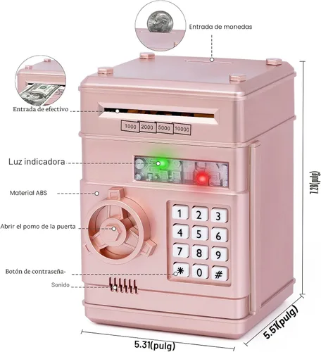 Miniatura 3 de Refasy Alcancía para dinero en efectivo, cajero automático, banco electrónico de monedas para niños de 3 a 12 años, caja de ahorro de dinero, mini