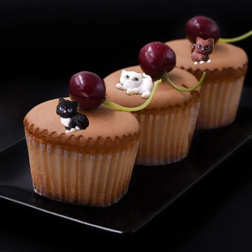 Miniatura 4 de Mujiang Juego de 4 moldes para fondant de silicona con diseño de oso de unicornio y cabeza de gato, para pasta de goma de azúcar, caramelo